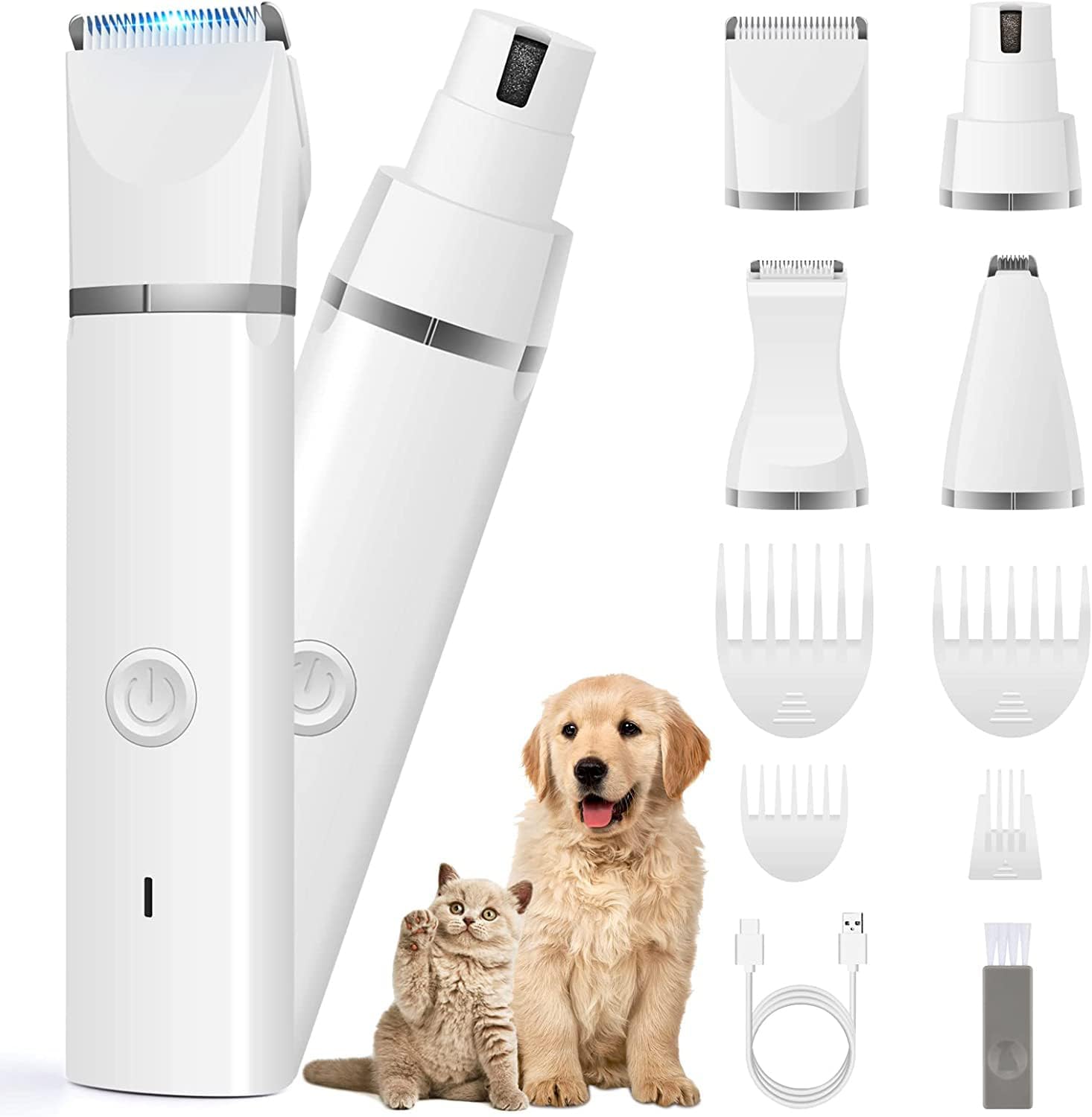Veeconn Pet Grooming Clippers Kit - Low Noise Rechargeable Clipper for Dogs & Cats