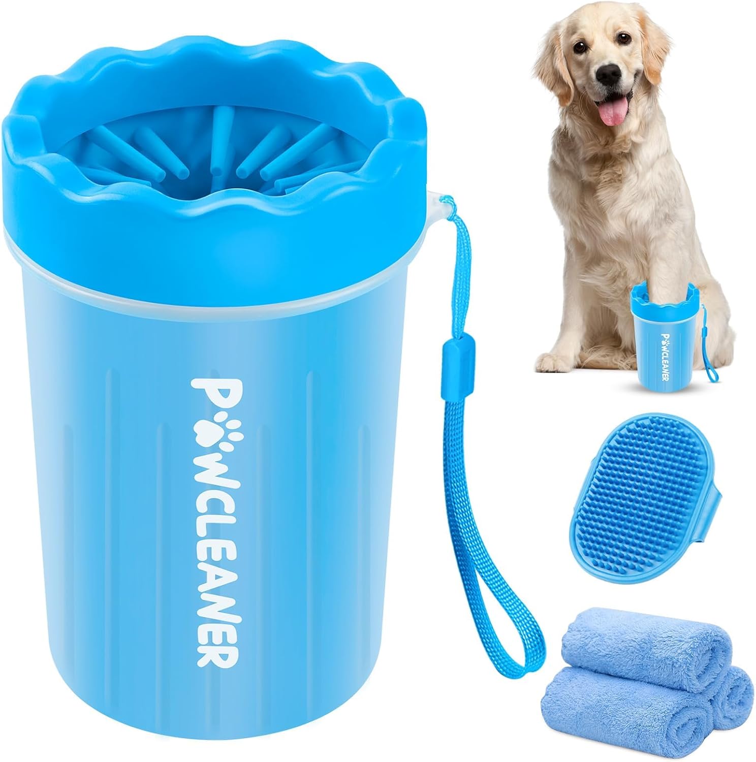 Comotech Dog Paw Cleaner – Silicone Pet Foot Washer with Towels for Small to Large Dogs & Cats