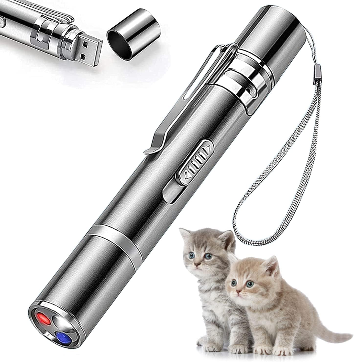 BEGRIM Rechargeable Laser Pointer Cat Toy 7 in 1 - Interactive Red Light Wand for Indoor Play