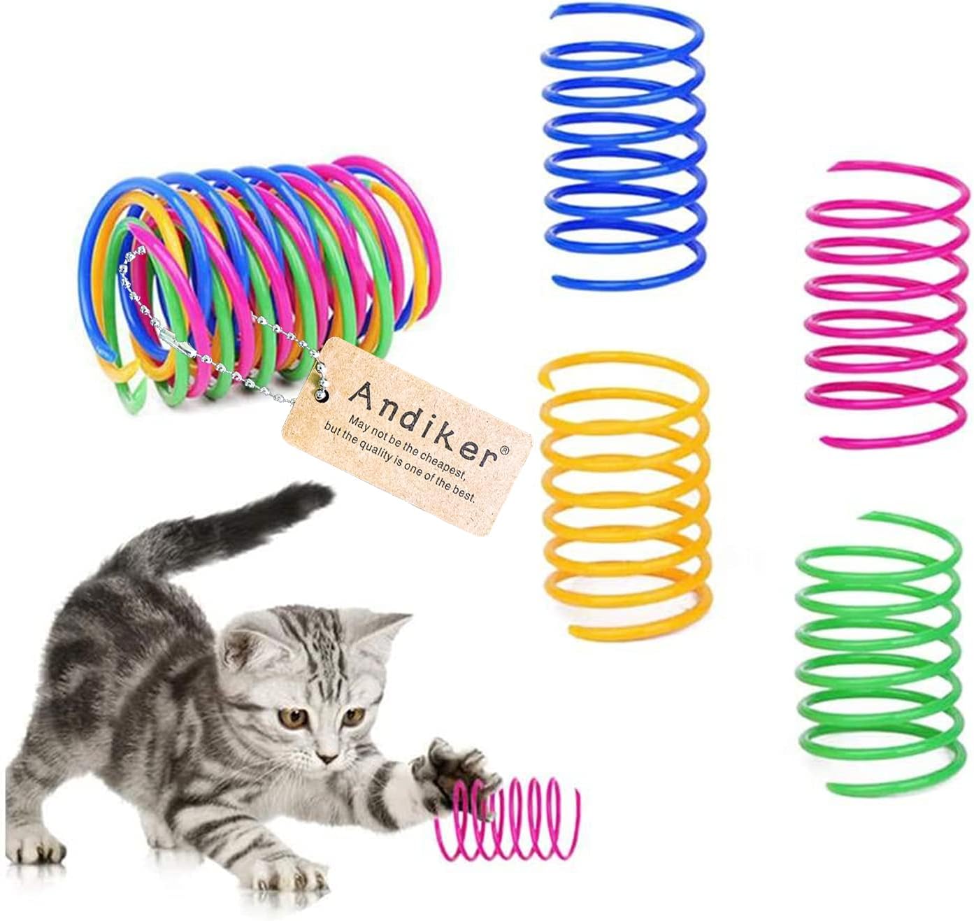 Andiker Cat Spiral Spring Toy – 12 Pack for Swatting, Biting & Chasing