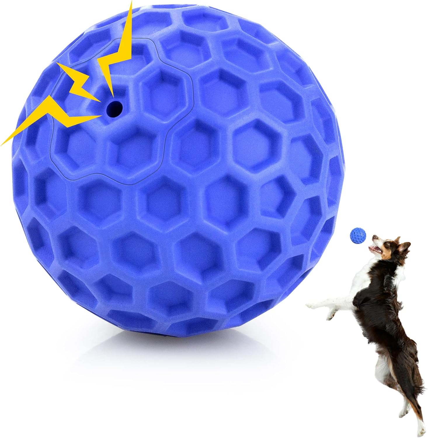 DISSKNIC Indestructible Squeaky Dog Ball – Blue Large Size for Aggressive Chewers and Outdoor Play