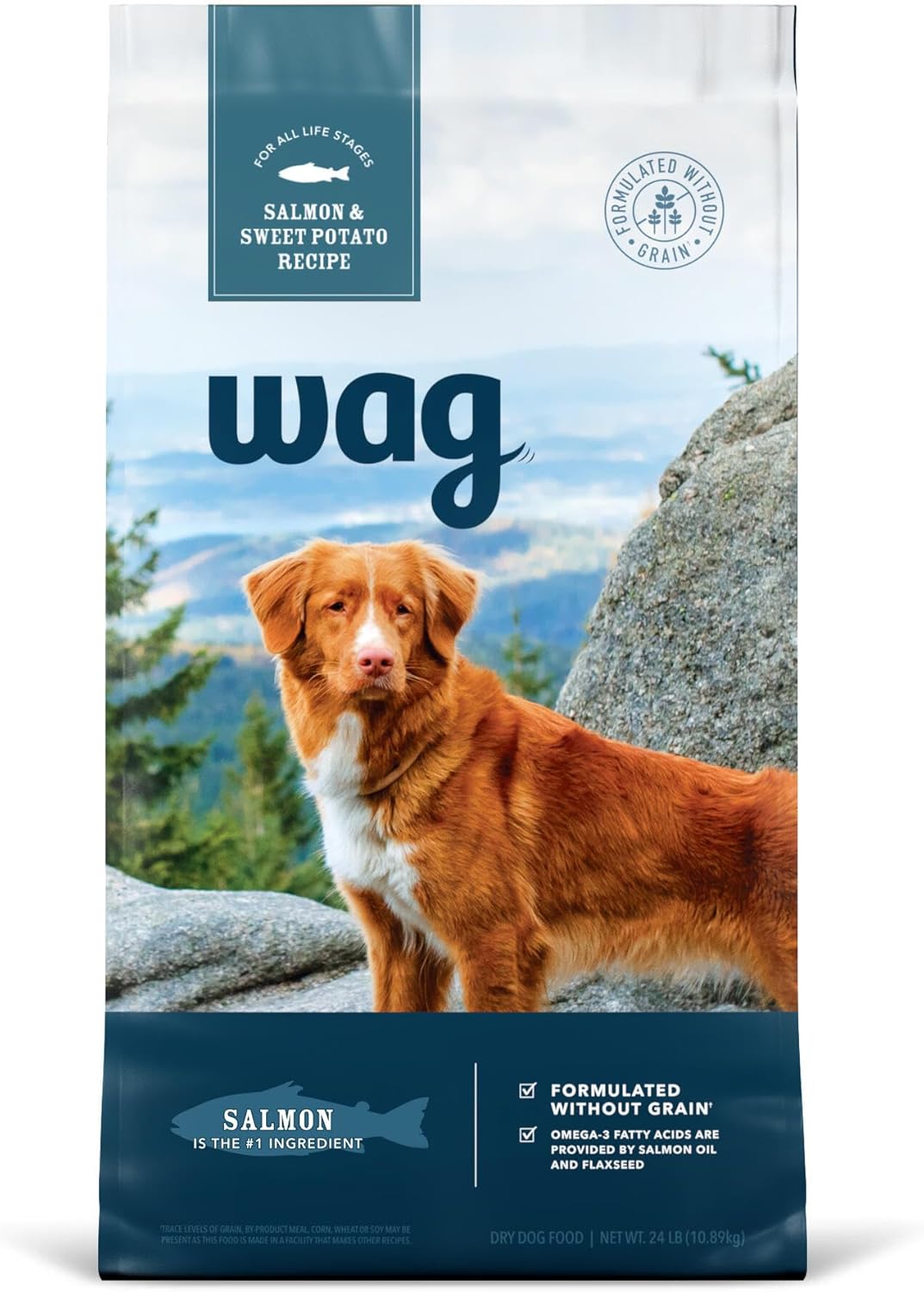 Wag Dry Dog Food Salmon and Sweet Potato Grain-Free 24 lb Bag