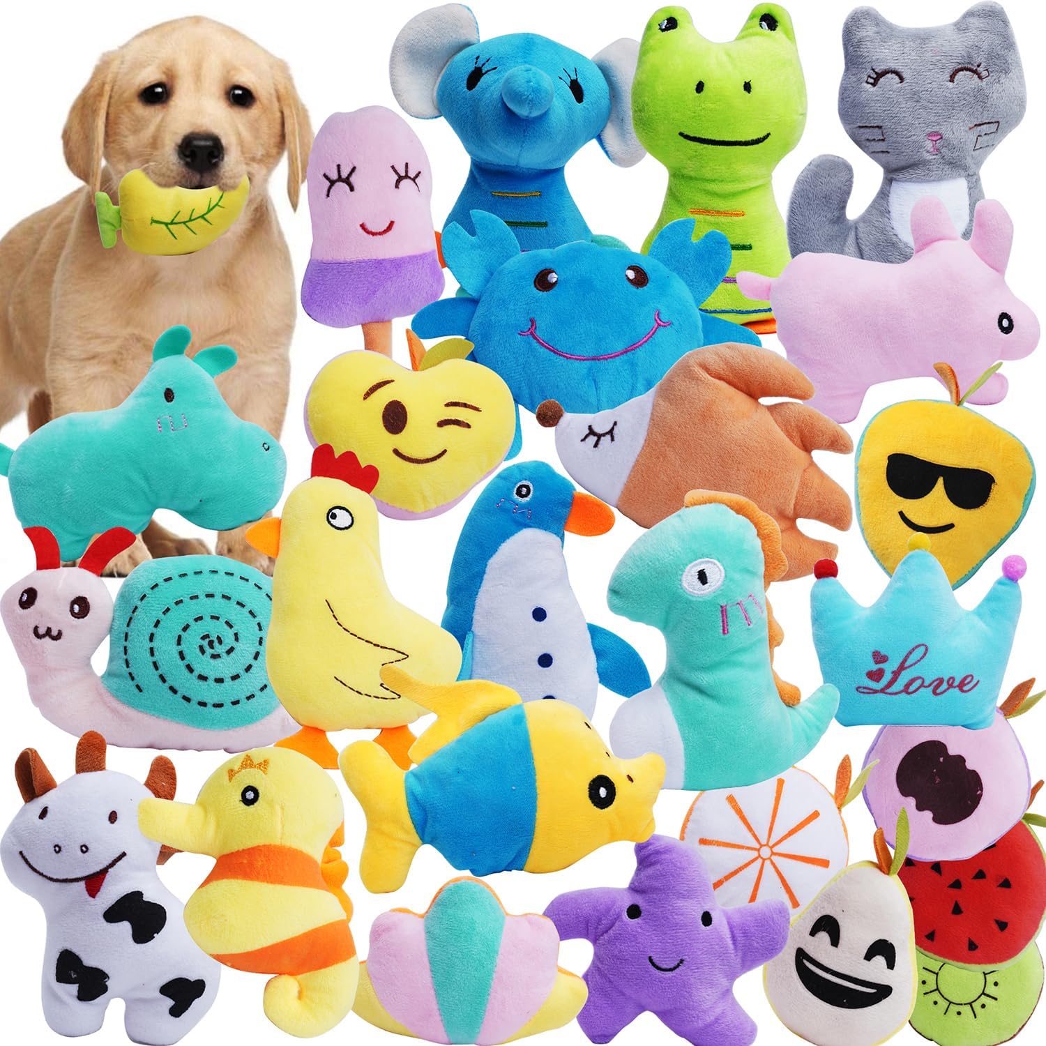 HDMOTU 26-Pack Soft Squeaky Dog Toys for Small Dogs