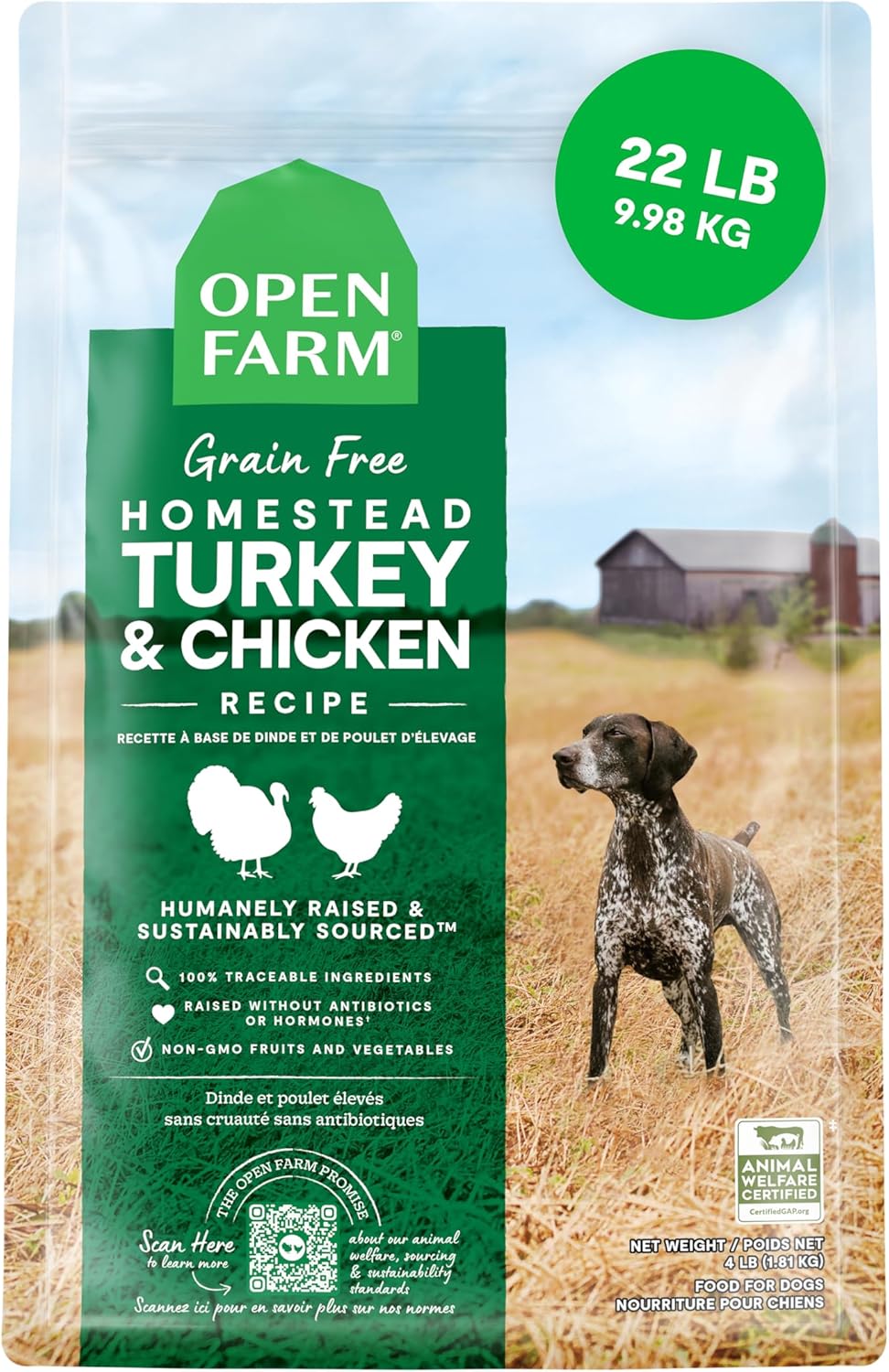 Open Farm Grain-Free Turkey & Chicken Dry Dog Food 22 lb Bag