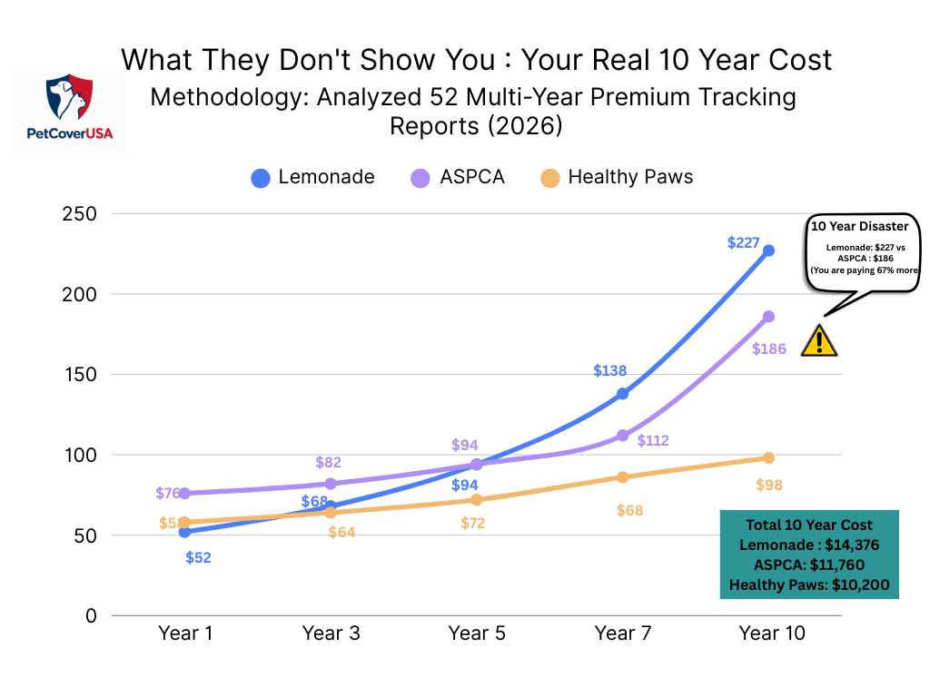 Lemonade Pet Insurance Review : THREE COMPANIES PRICE COMPARISON CHART