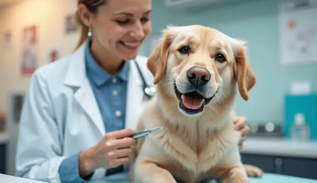 Professional veterinarian providing preventive dental care for dog dental plans