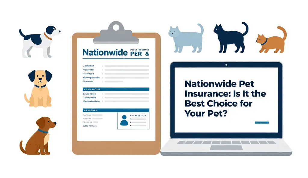 Infographic showing Nationwide Pet Insurance: Is It the Best Choice for Your Pet? with dog and cat icons and insurance forms