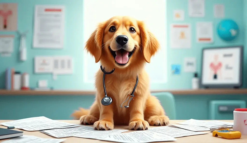 Dog owner reviewing vet bill for dog dental cleaning cost.