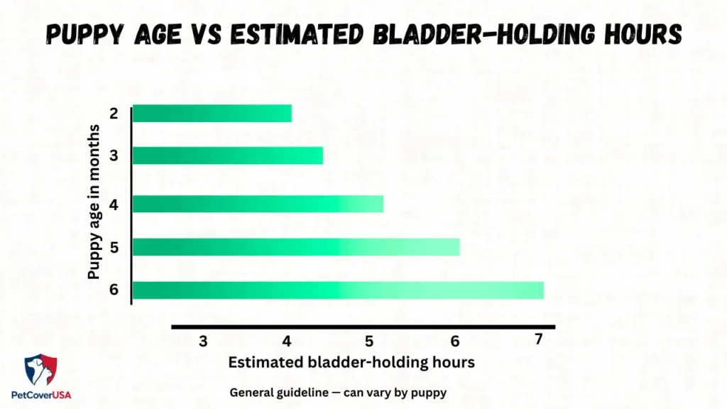Puppy bladder holding time by age — useful reference how to stop your puppy from crying in the crate at night