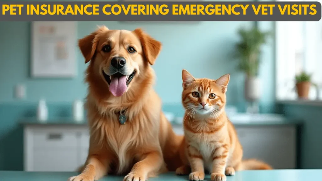 Pet insurance covering emergency vet visits - happy dog and cat in veterinary clinic