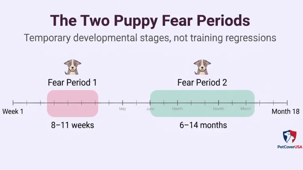 Timeline of puppy fear periods, a key stage in how to take care of a puppy at home