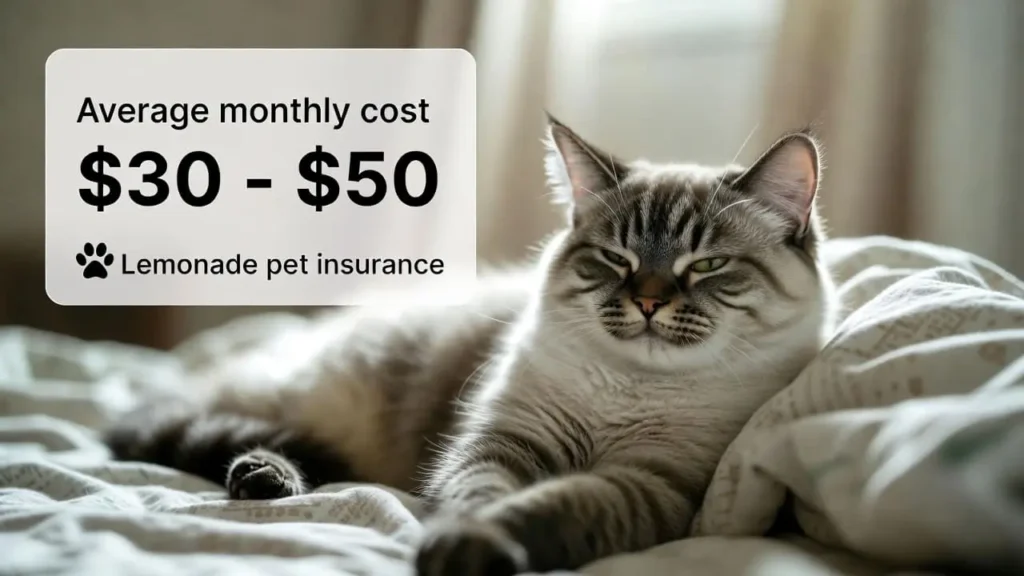 Indoor cat with Lemonade pet insurance monthly costs displayed – is Lemonade pet insurance worth it for indoor cats?
