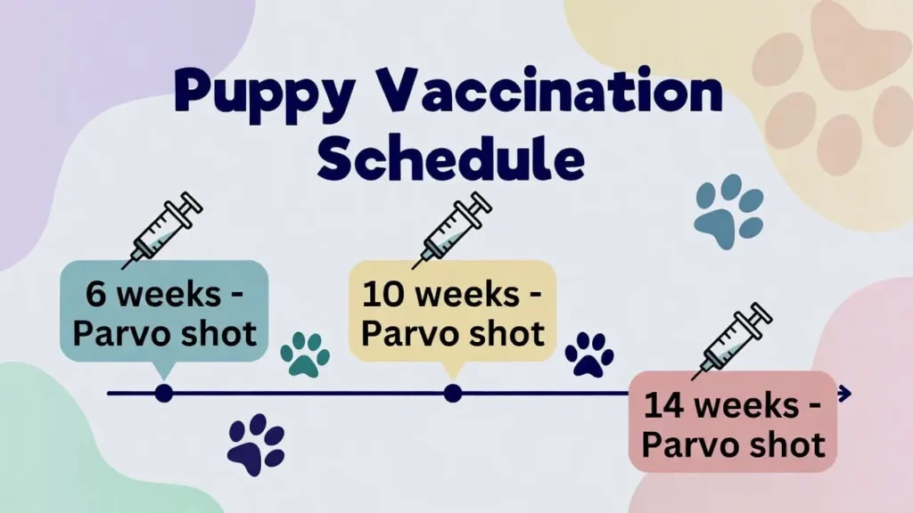 Canine parvovirus vaccine schedule infographic for puppies
