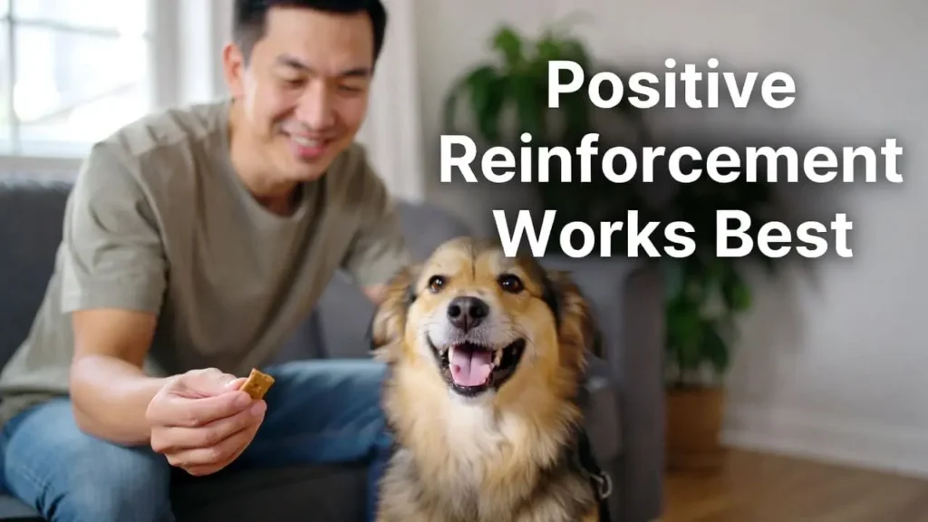 How to train your dog 2026: positive reinforcement method with dog receiving treat from owner"