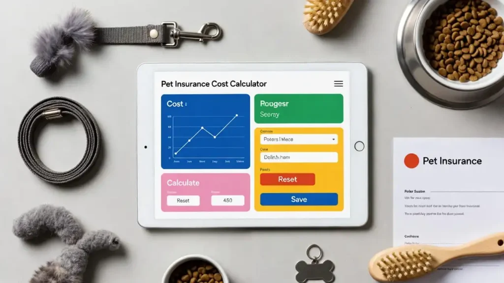 “US map showing pet insurance cost by state for dogs and cats with an interactive calculator reference.”