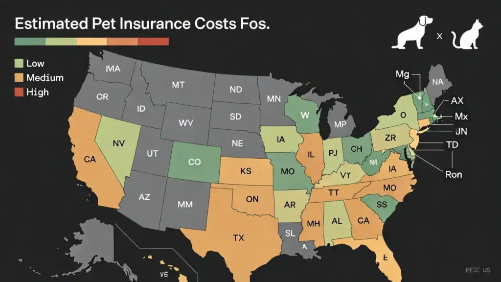 “Interactive pet insurance cost by state calculator on a tablet for US dog and cat owners.”