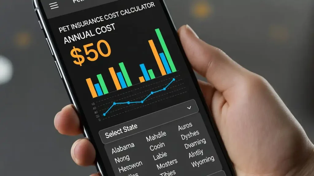 “Family using a pet insurance cost by state calculator to estimate premiums for their dog and cat.”