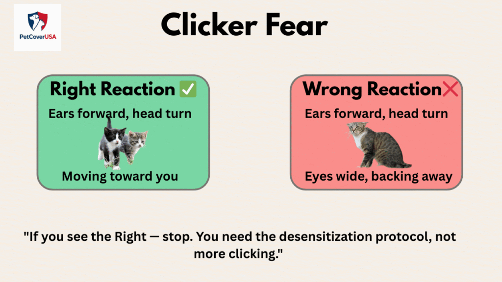cat scared of clicker vs cat responding positively to clicker