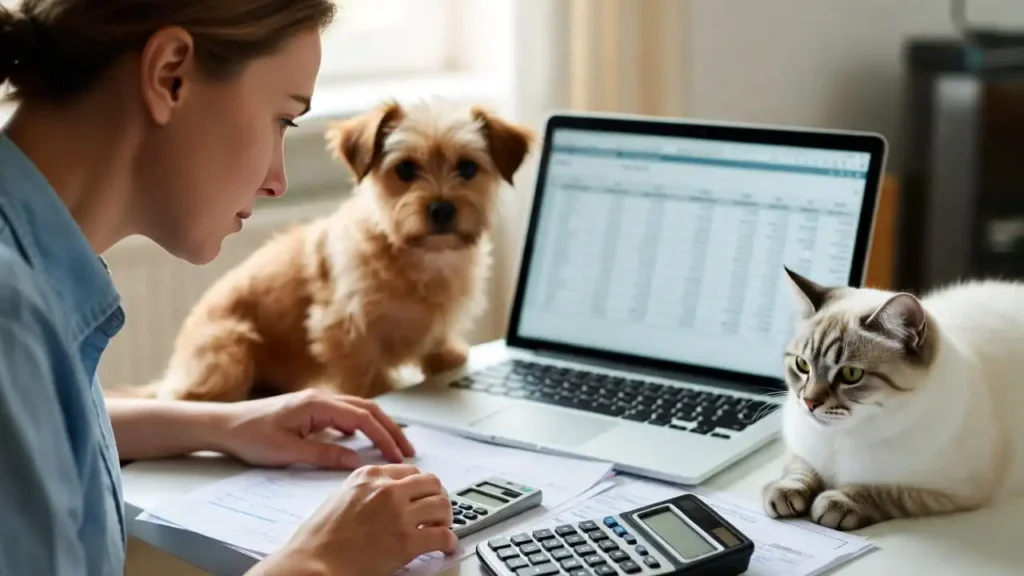 Vet Visit Cost Calculator USA – pet owner calculating veterinary expenses